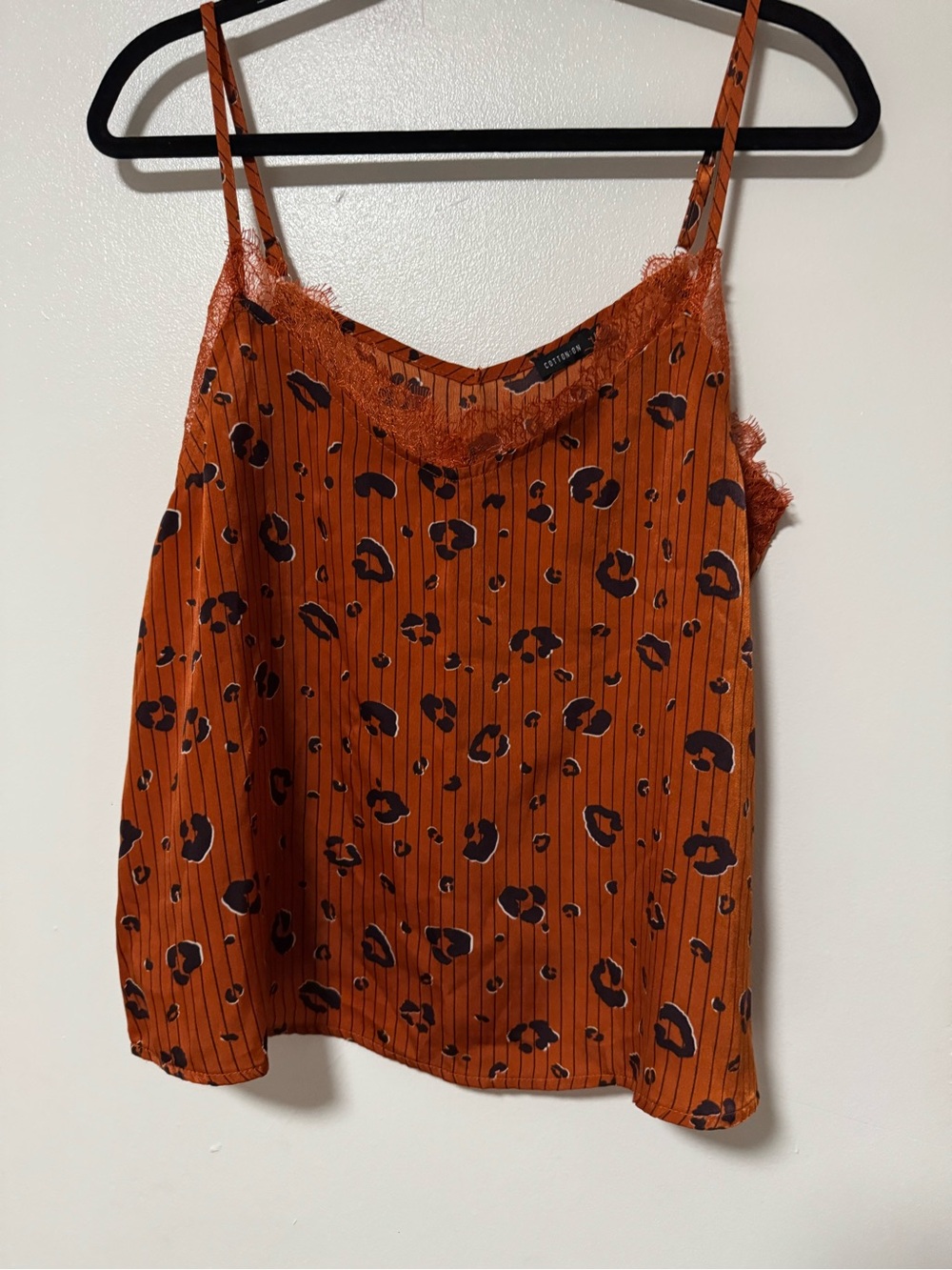 Cotton On Rust Leopard-Print Lace Trim Cami
